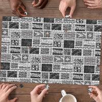 Vintage Aloha Block Quilt Puzzle Black Inspired Lei Motifs - Polynesian Pride