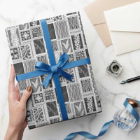 Vintage Aloha Block Quilt Wrapping Paper Black Inspired Lei Motifs - Polynesian Pride