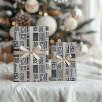 Vintage Aloha Block Quilt Wrapping Paper Black Inspired Lei Motifs - Polynesian Pride