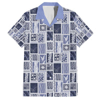 Vintage Aloha Block Quilt Family Matching Long Sleeve Bodycon Dress and Hawaiian Shirt Blue Inspired Lei Motifs LT9 Dad's Shirt - Short Sleeve Blue - Polynesian Pride