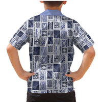 Vintage Aloha Block Quilt Family Matching Mermaid Dress and Hawaiian Shirt Blue Inspired Lei Motifs LT9 - Polynesian Pride