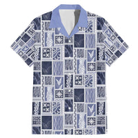 Vintage Aloha Block Quilt Family Matching Mermaid Dress and Hawaiian Shirt Blue Inspired Lei Motifs LT9 Dad's Shirt - Short Sleeve Blue - Polynesian Pride