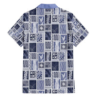 Vintage Aloha Block Quilt Family Matching Short Sleeve Bodycon Dress and Hawaiian Shirt Blue Inspired Lei Motifs LT9 - Polynesian Pride