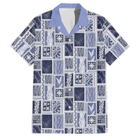 Vintage Aloha Block Quilt Family Matching Summer Maxi Dress and Hawaiian Shirt Blue Inspired Lei Motifs LT9 Dad's Shirt - Short Sleeve Blue - Polynesian Pride
