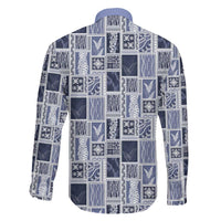 Vintage Aloha Block Quilt Family Matching Summer Maxi Dress and Hawaiian Shirt Blue Inspired Lei Motifs LT9 - Polynesian Pride