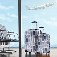 Vintage Aloha Block Quilt Luggage Cover Blue Inspired Lei Motifs - Polynesian Pride