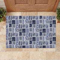 Vintage Aloha Block Quilt Rubber Doormat Blue Inspired Lei Motifs - Polynesian Pride