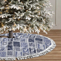 Vintage Aloha Block Quilt Tree Skirt Blue Inspired Lei Motifs - Polynesian Pride