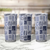 Vintage Aloha Block Quilt Tumbler Cup Blue Inspired Lei Motifs - Polynesian Pride