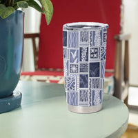 Vintage Aloha Block Quilt Tumbler Cup Blue Inspired Lei Motifs - Polynesian Pride