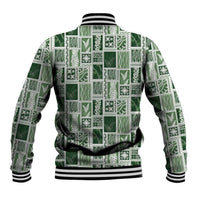 Vintage Aloha Block Quilt Baseball Jacket Green Inspired Lei Motifs - Polynesian Pride