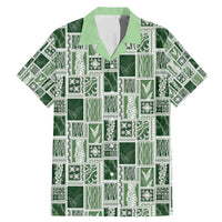 Vintage Aloha Block Quilt Family Matching Mermaid Dress and Hawaiian Shirt Green Inspired Lei Motifs LT9 Dad's Shirt - Short Sleeve Green - Polynesian Pride