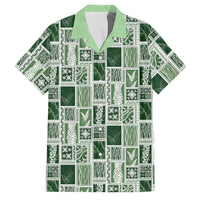 Vintage Aloha Block Quilt Family Matching Short Sleeve Bodycon Dress and Hawaiian Shirt Green Inspired Lei Motifs LT9 Dad's Shirt - Short Sleeve Green - Polynesian Pride