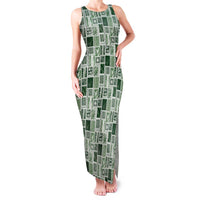 Vintage Aloha Block Quilt Family Matching Tank Maxi Dress and Hawaiian Shirt Green Inspired Lei Motifs LT9 Mom's Dress Green - Polynesian Pride