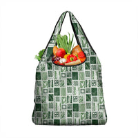Vintage Aloha Block Quilt Grocery Bag Green Inspired Lei Motifs - Polynesian Pride