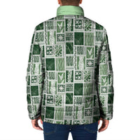 Vintage Aloha Block Quilt Padded Jacket Green Inspired Lei Motifs - Polynesian Pride