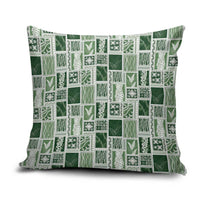 Vintage Aloha Block Quilt Pillow Cover Green Inspired Lei Motifs - Polynesian Pride