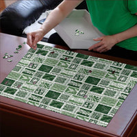 Vintage Aloha Block Quilt Puzzle Green Inspired Lei Motifs - Polynesian Pride