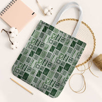 Vintage Aloha Block Quilt Tote Bag Green Inspired Lei Motifs - Polynesian Pride