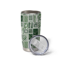 Vintage Aloha Block Quilt Tumbler Cup Green Inspired Lei Motifs - Polynesian Pride