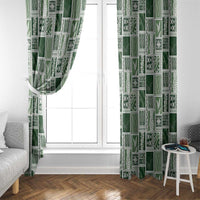 Vintage Aloha Block Quilt Window Curtain Green Inspired Lei Motifs - Polynesian Pride