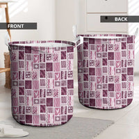 Vintage Aloha Block Quilt Laundry Basket Pink Inspired Lei Motifs - Polynesian Pride