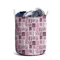 Vintage Aloha Block Quilt Laundry Basket Pink Inspired Lei Motifs - Polynesian Pride