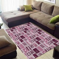 Vintage Aloha Block Quilt Area Rug Pink Inspired Lei Motifs - Polynesian Pride