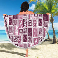 Vintage Aloha Block Quilt Beach Blanket Pink Inspired Lei Motifs - Polynesian Pride