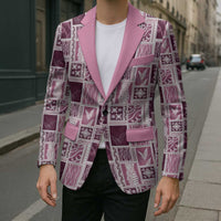 Vintage Aloha Block Quilt Blazer Pink Inspired Lei Motifs - Polynesian Pride