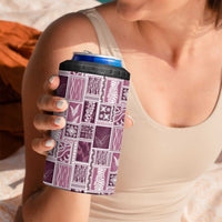 Vintage Aloha Block Quilt 4 in 1 Can Cooler Tumbler Pink Inspired Lei Motifs - Polynesian Pride
