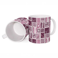 Vintage Aloha Block Quilt Ceramic Mug Pink Inspired Lei Motifs - Polynesian Pride