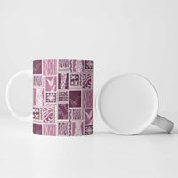 Vintage Aloha Block Quilt Ceramic Mug Pink Inspired Lei Motifs - Polynesian Pride