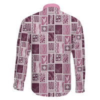 Vintage Aloha Block Quilt Family Matching Short Sleeve Bodycon Dress and Hawaiian Shirt Pink Inspired Lei Motifs LT9 - Polynesian Pride