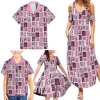 Vintage Aloha Block Quilt Family Matching Summer Maxi Dress and Hawaiian Shirt Pink Inspired Lei Motifs LT9 - Polynesian Pride