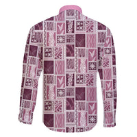 Vintage Aloha Block Quilt Family Matching Summer Maxi Dress and Hawaiian Shirt Pink Inspired Lei Motifs - Polynesian Pride