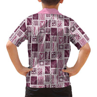 Vintage Aloha Block Quilt Kid Hawaiian Shirt Pink Inspired Lei Motifs - Polynesian Pride