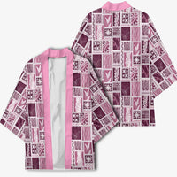 Vintage Aloha Block Quilt Kimono Pink Inspired Lei Motifs - Polynesian Pride