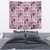 Vintage Aloha Block Quilt Tapestry Pink Inspired Lei Motifs - Polynesian Pride