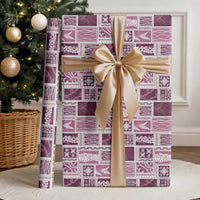 Vintage Aloha Block Quilt Wrapping Paper Pink Inspired Lei Motifs - Polynesian Pride