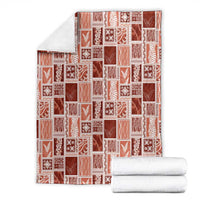 Vintage Aloha Block Quilt Blanket Red Inspired Lei Motifs - Polynesian Pride