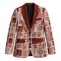 Vintage Aloha Block Quilt Blazer Red Inspired Lei Motifs - Polynesian Pride