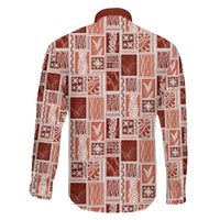 Vintage Aloha Block Quilt Family Matching Long Sleeve Bodycon Dress and Hawaiian Shirt Red Inspired Lei Motifs LT9 - Polynesian Pride