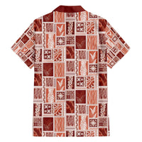 Vintage Aloha Block Quilt Family Matching Off Shoulder Maxi Dress and Hawaiian Shirt Red Inspired Lei Motifs - Polynesian Pride