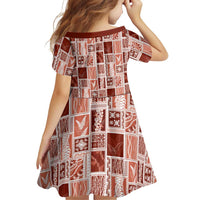 Vintage Aloha Block Quilt Family Matching Off Shoulder Short Dress and Hawaiian Shirt Red Inspired Lei Motifs LT9 - Polynesian Pride