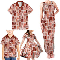 Vintage Aloha Block Quilt Family Matching Tank Maxi Dress and Hawaiian Shirt Red Inspired Lei Motifs LT9 - Polynesian Pride