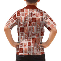 Vintage Aloha Block Quilt Kid Hawaiian Shirt Red Inspired Lei Motifs - Polynesian Pride