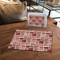 Vintage Aloha Block Quilt Puzzle Red Inspired Lei Motifs - Polynesian Pride