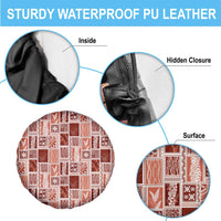 Vintage Aloha Block Quilt Spare Tire Cover Red Inspired Lei Motifs - Polynesian Pride