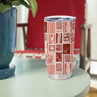 Vintage Aloha Block Quilt Tumbler Cup Red Inspired Lei Motifs - Polynesian Pride